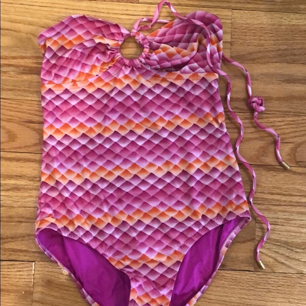 Rainbow snake print DVF one piece swimsuit
